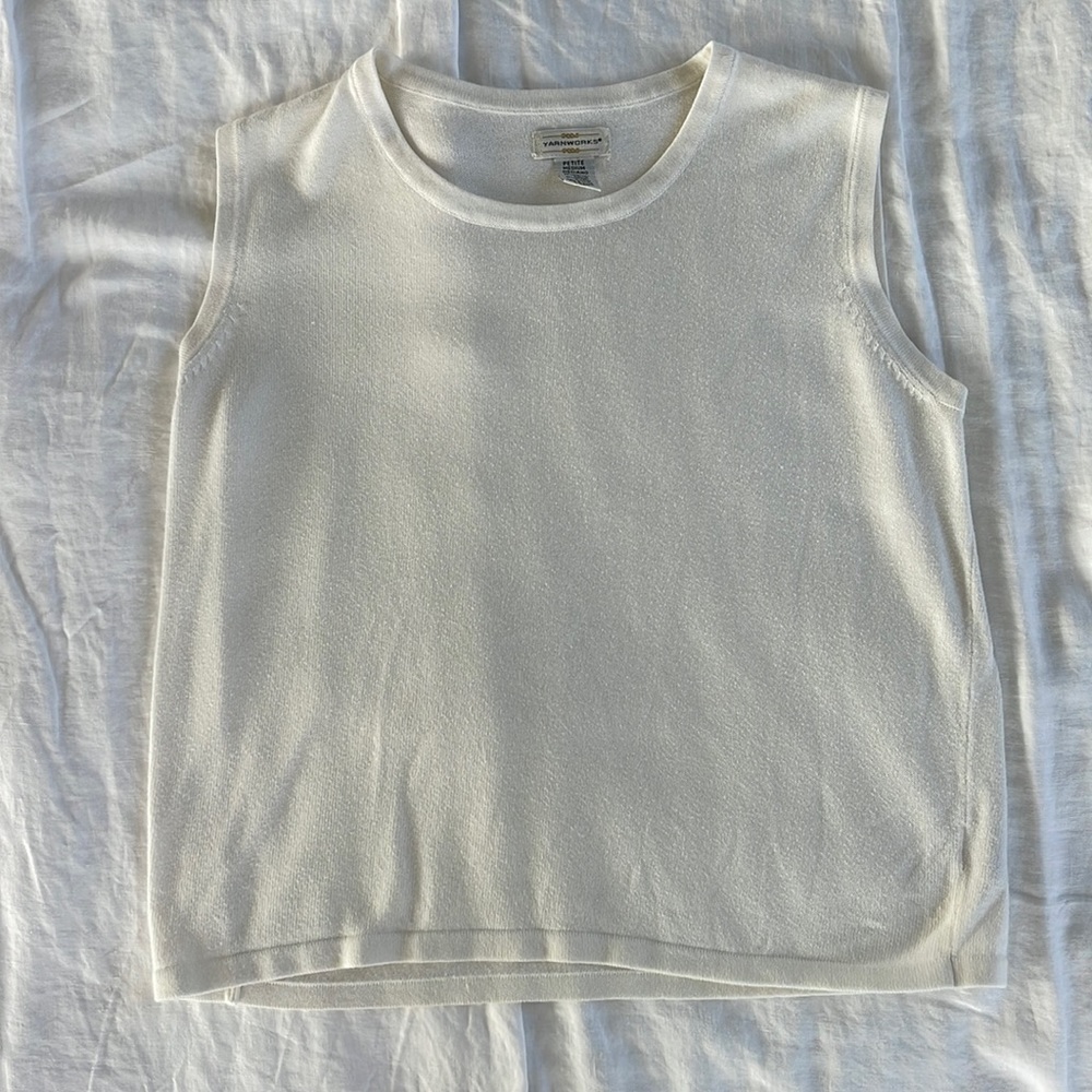 Vintage Yarnworks White Knit Sweater Tank/ Sweater Vest
